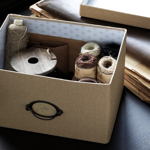 이케아 크바른비크 접이식 종이 수납 상자 함 바구니 바스켓 박스 뚜껑 정리